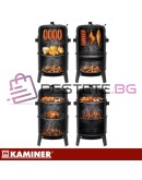 Скара барбекю пушилня с капак на дървени въглища термометър 3в1